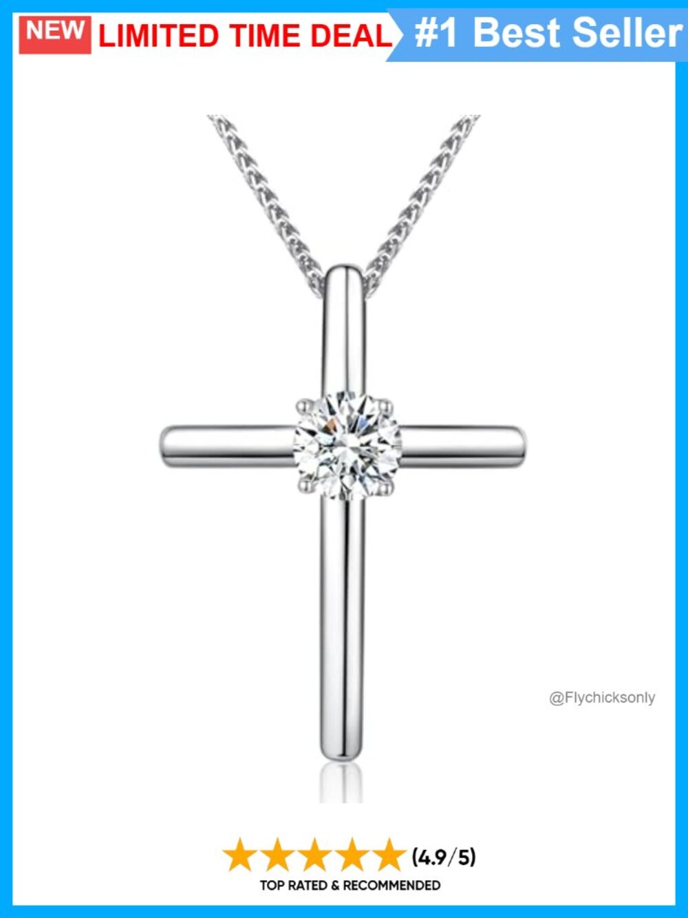 18K Gold Plated 925 Sterling Silver Moissanite Cross Necklace